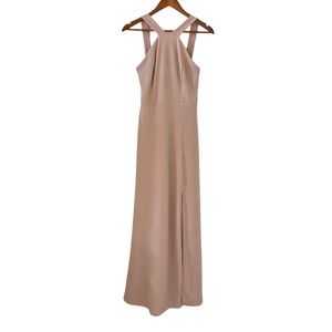Birdy Grey Gene Crepe Maxi Dress With Front Slit In Pink Taupe Size M
